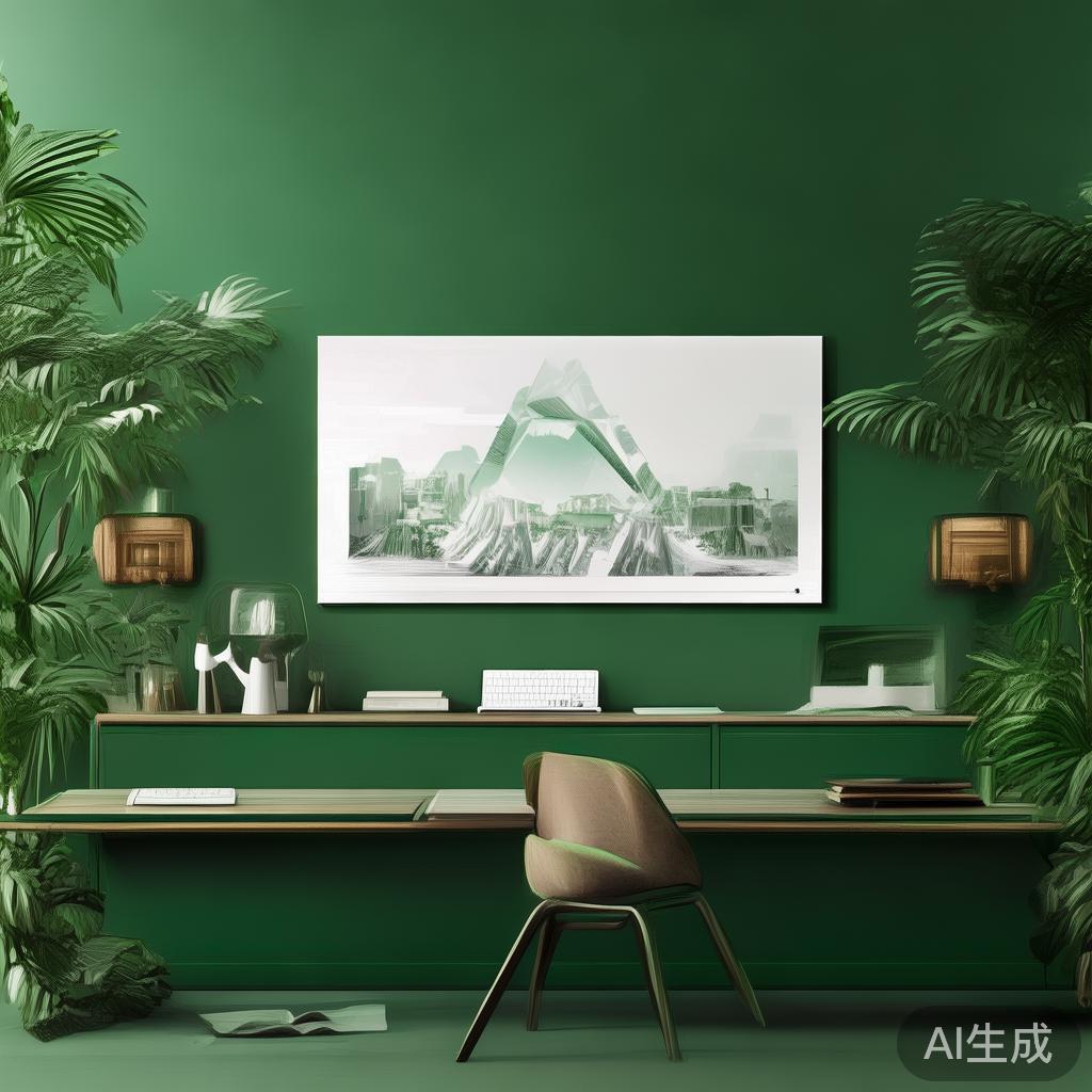 整体配色以绿色为主基调，辅以白色和深色调，营造出专